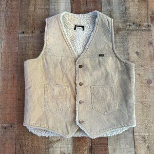 Wrangler vintage tan and cream corduroy button down vest women's large